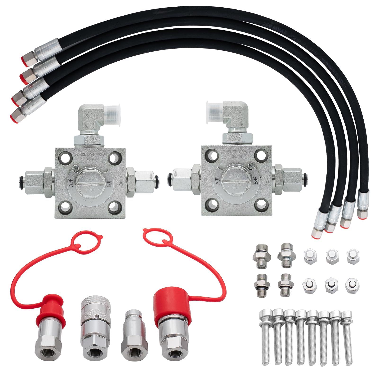 Accessori per mini escavatore 3 vie valvola di commutazione set da 2 pezzi, valvola a farfalla per mini escavatore, valvole di distribuzione idraulica a 3 vie per mini escavatori da 1 a 2 tonnellate