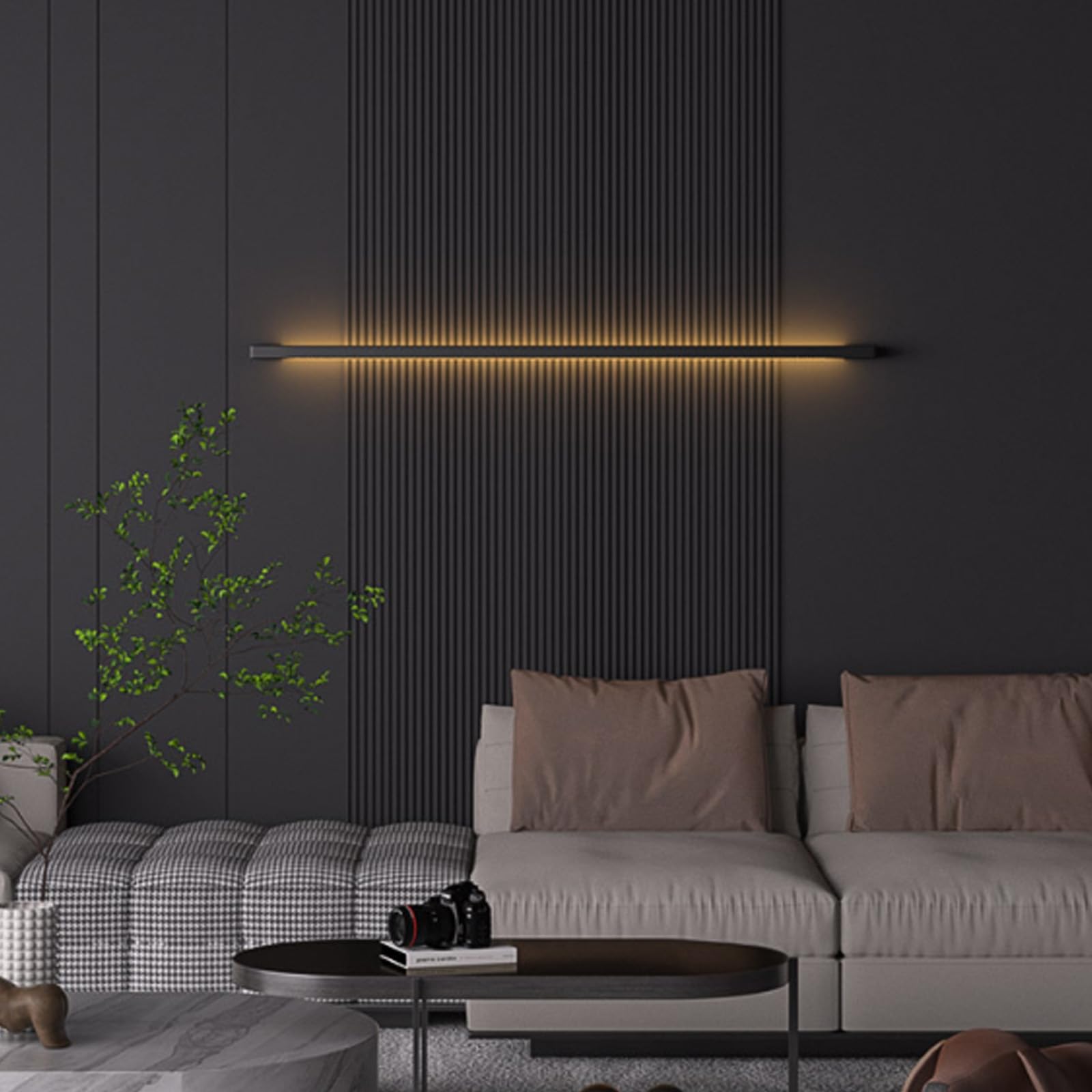 Aplique de pared moderno de hierro y aluminio negro con LED de luz cálida 8