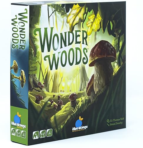 Juego de mesa Wonder Woods de Blue Orange Games, juego de mesa de estrategia con temática de hongos familiares o adultos para 2 a 5 jugadores.