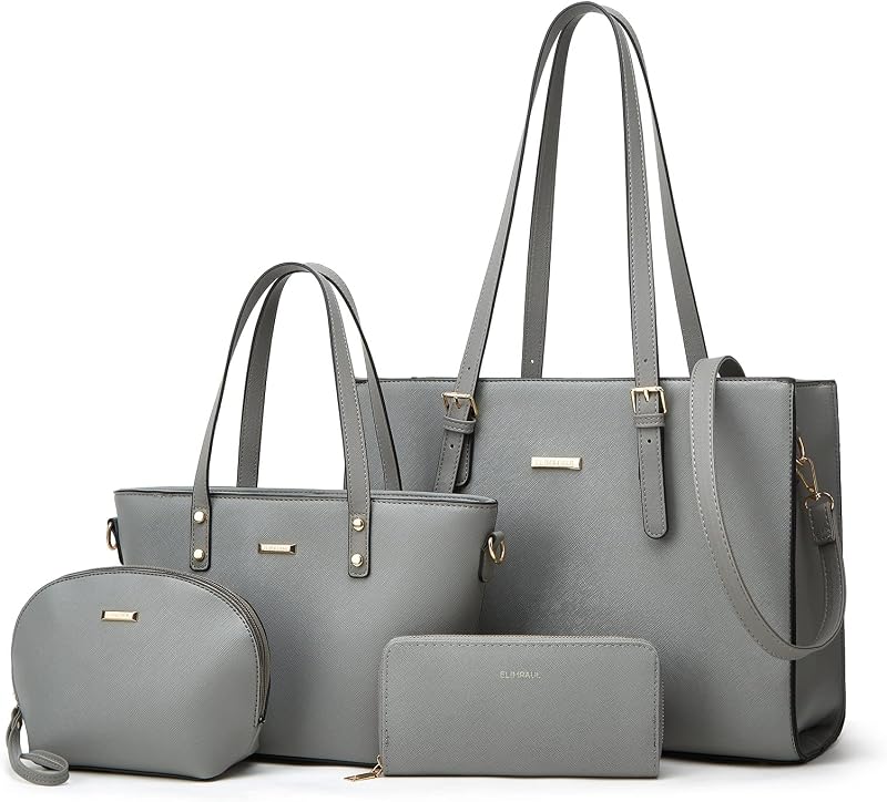 Bolsos de mano de cuero sintético a la moda para mujer, bolso de hombro, bolso con asa superior, conjunto de bolso