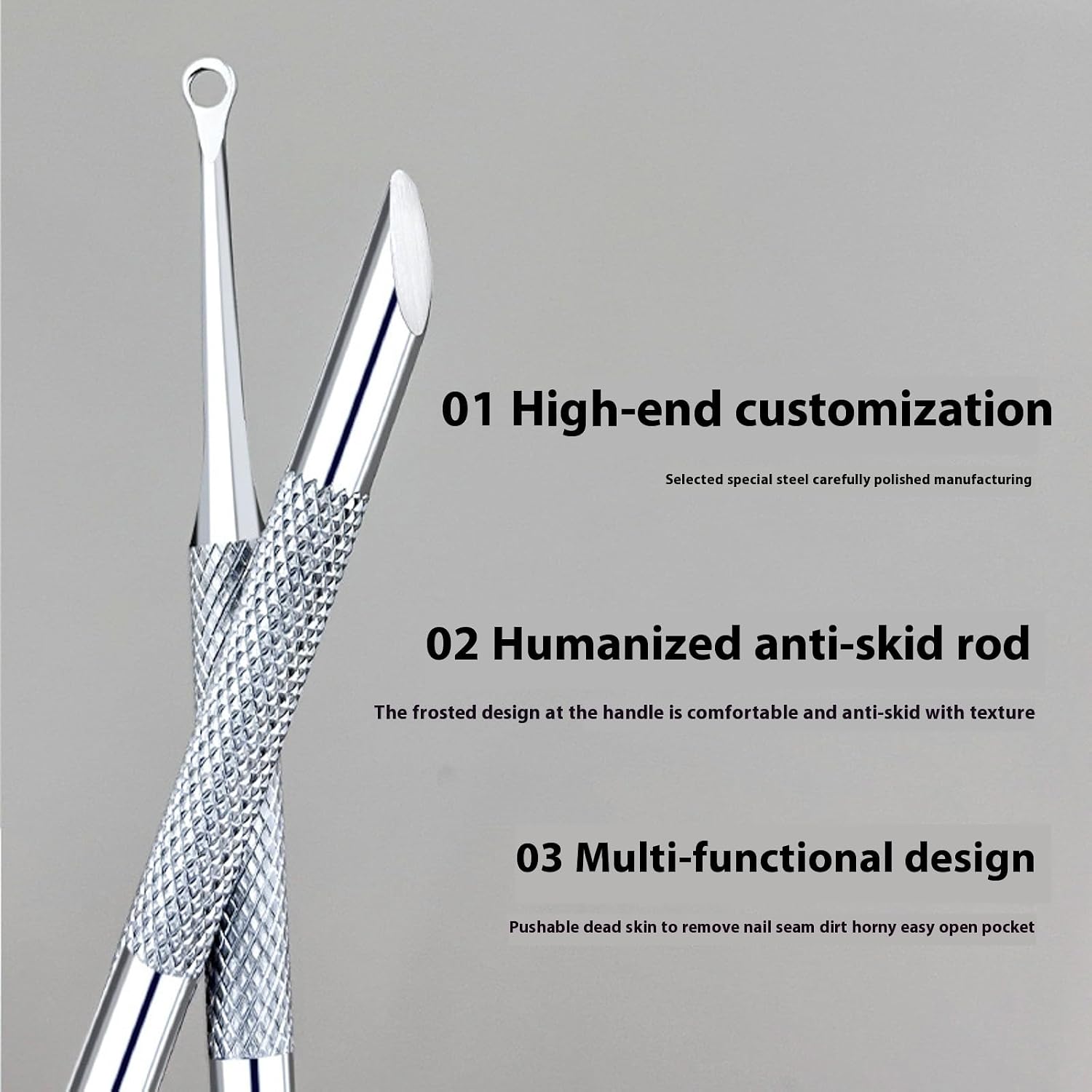Stainless Steel Cuticle Pusher & Remover - Portable Dead Skin Peeler for Pedicure & Manicure, Durable Nail Care Tool
