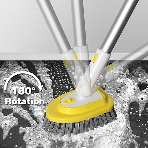 Miniatura 3 de Cepillo de ducha con mango de 51 pulgadas de largo, cepillo de limpieza 3 en 1 de bañera y azulejos para limpiar baño, cocina, inodoro, pared,