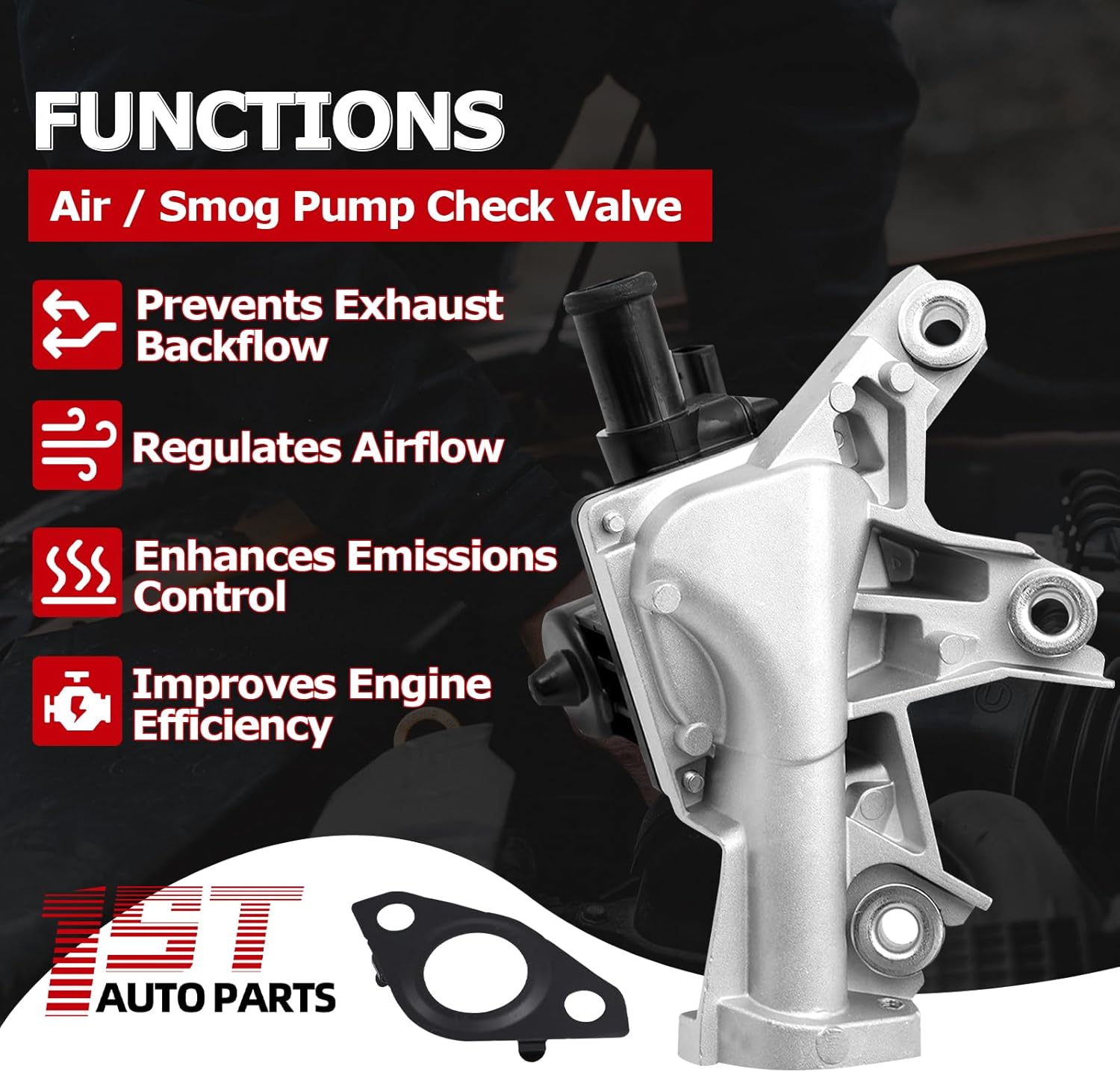 1ST 911-624 Driver Side Secondary Air Injection Check Valve for Toyota Tundra Sequoia for Lexus GX460, 2010-2013 V8 4.6L Air System Switch Driver Side, Replaces OE: 2570238050