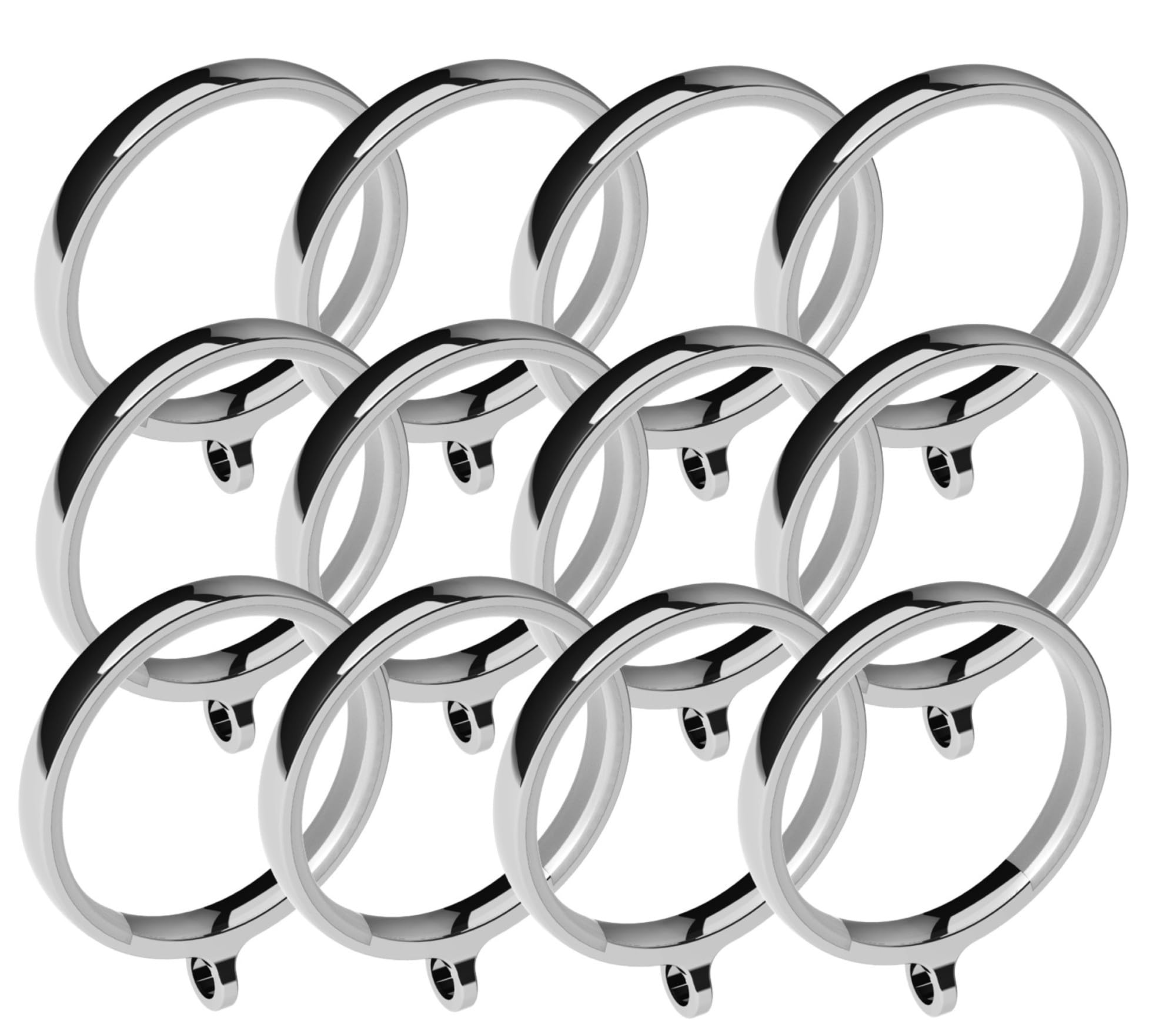 Swish Chrome Design Studio Luxury Lined Curtian Rings, For 28Mm Curtain Poles (12, )