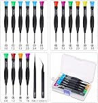 Screwdriver Set 18 PCS Magnetic Small Screwdriver with Slotted Phillips Pentalobe Torx Star Screwdriver Tweezers for Repairing Smartphone Watch Laptop