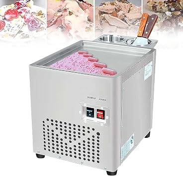 Stainless Steel Commercial Rolled Ice Cream Maker with 2 Scrapers and Compressor - Ice Cream Maker, Ice Cream Roll Machine for Making Ice Cream Rolls