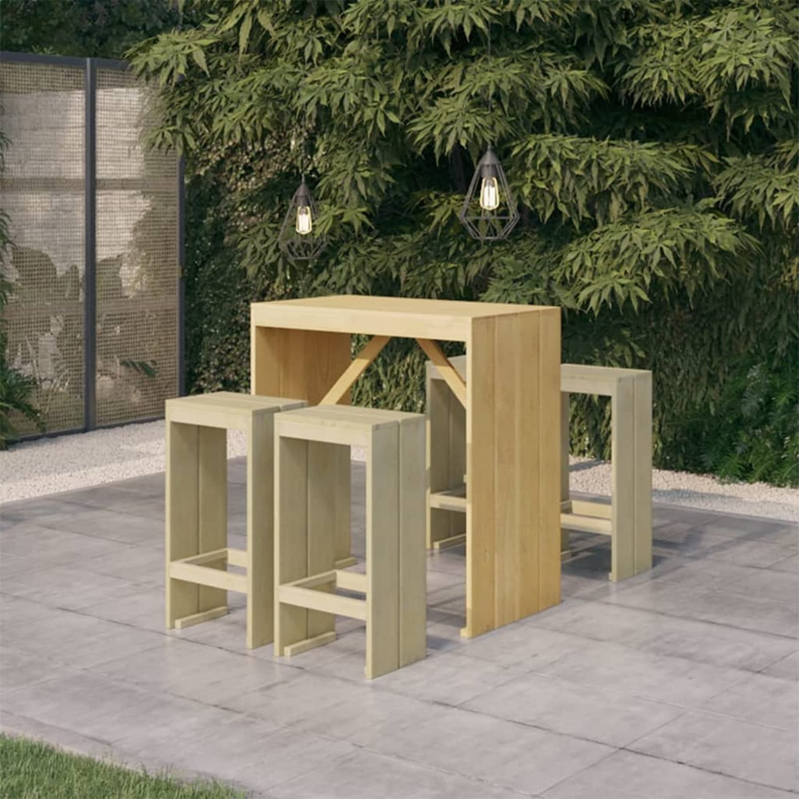 Juego de Bar de jardín 5 Piezas, Comedor Jardin, Conjunto Muebles Jardin Comedor, Set De Bar para Jardín, Madera de Pino impregnada