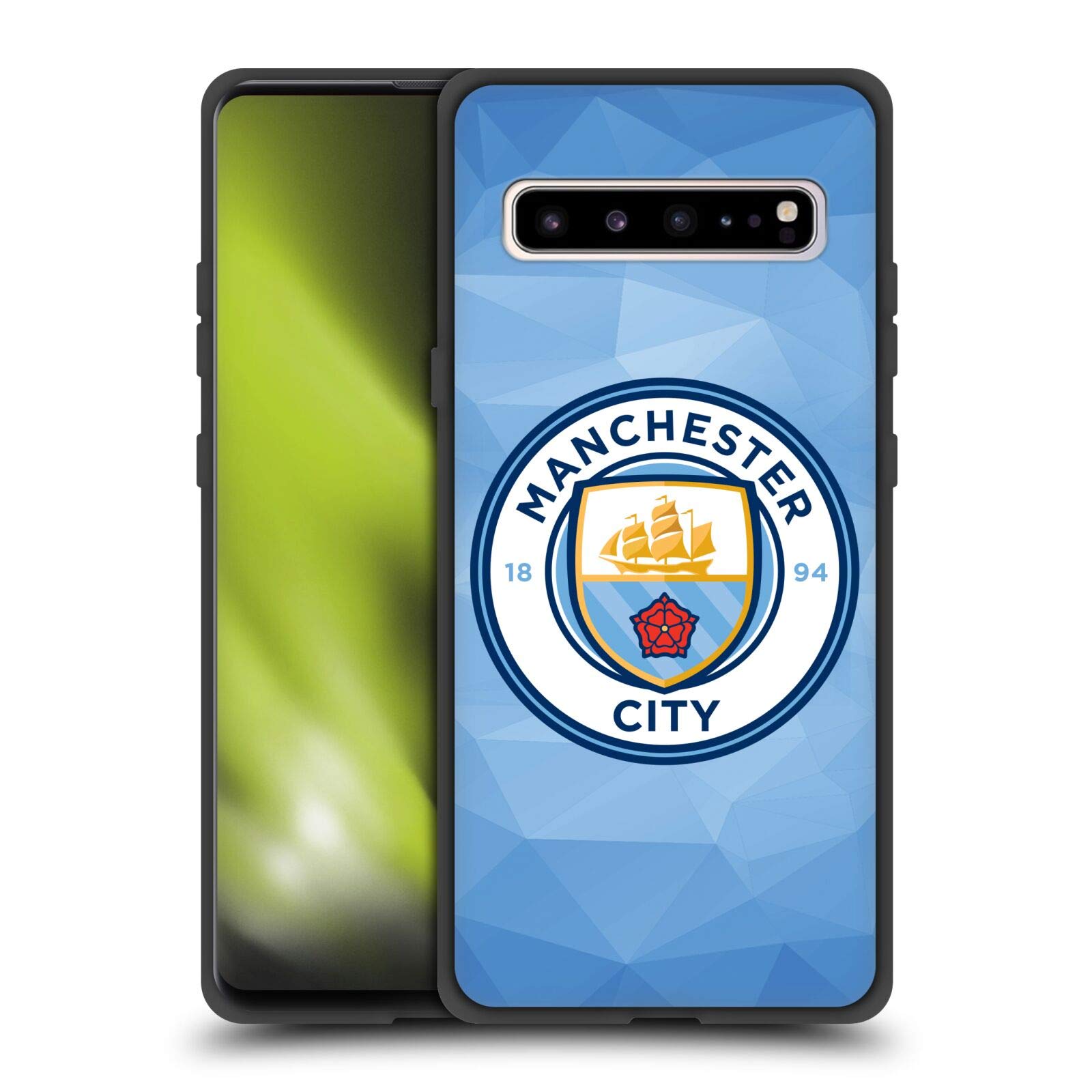 Head Case Designs Officially Licensed Manchester City Man City FC Blue Full Colour Badge Geometric Skinny Fit Hybrid Iced Case Compatible With Samsung Galaxy S10 5G