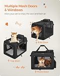 Feandrea Dog Crate, Collapsible Pet Carrier, L, Portable Soft Dog Crate, Oxford Fabric, Mesh, Metal Frame, with Handle, Storage Pockets, 28 x 20.5 x 20.5 Inches, Black UPDC70H