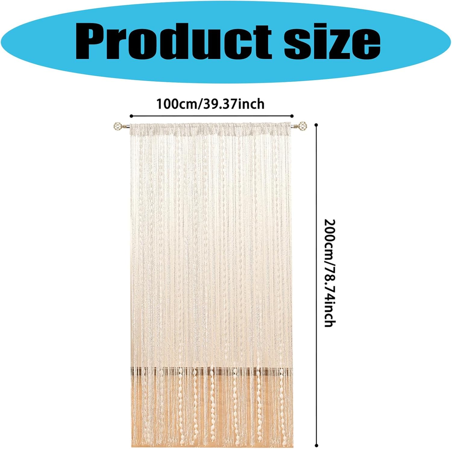 Decorative Ball Window Curtain with Light, Champagne