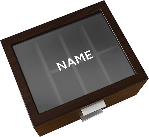 Miniatura 9 de Caja organizadora de 8 ranuras para hombres, acabado de nogal de madera de cerezo, vitrina de reloj, bandeja modular de valet, compatible con Apple