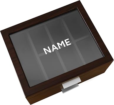 CASE ELEGANCE Monogrammed 8-Slot Watch Box - Cherry Walnut Finish