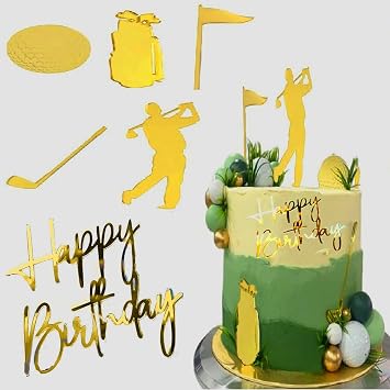 6 Pieces Golf Cake Decorations Golf Cart Cake Toppers acrylic Golf Cake Decorations Golf Birthday Cake Toppers for Golf Sport Themed Birthday Party Supplies
