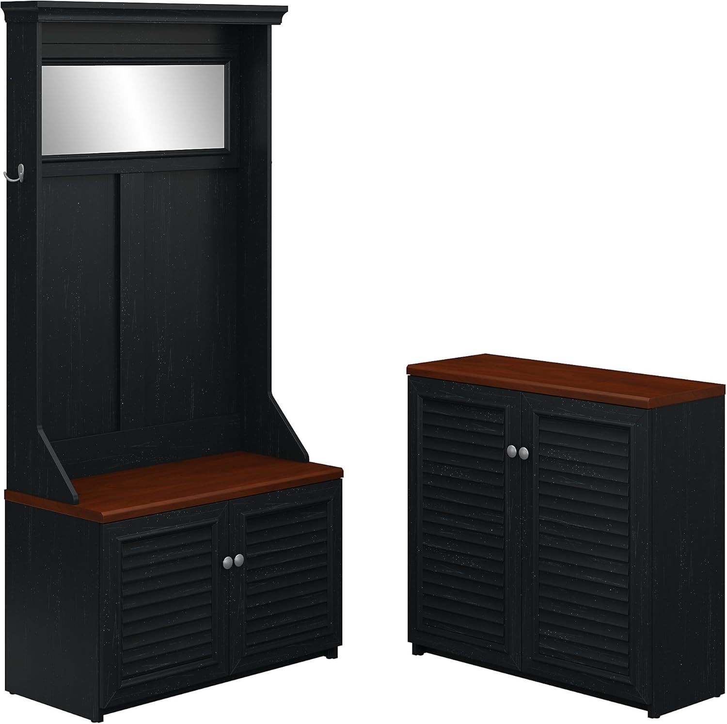 Bush Furniture Fairview Hall Tree with Shoe Bench and Small