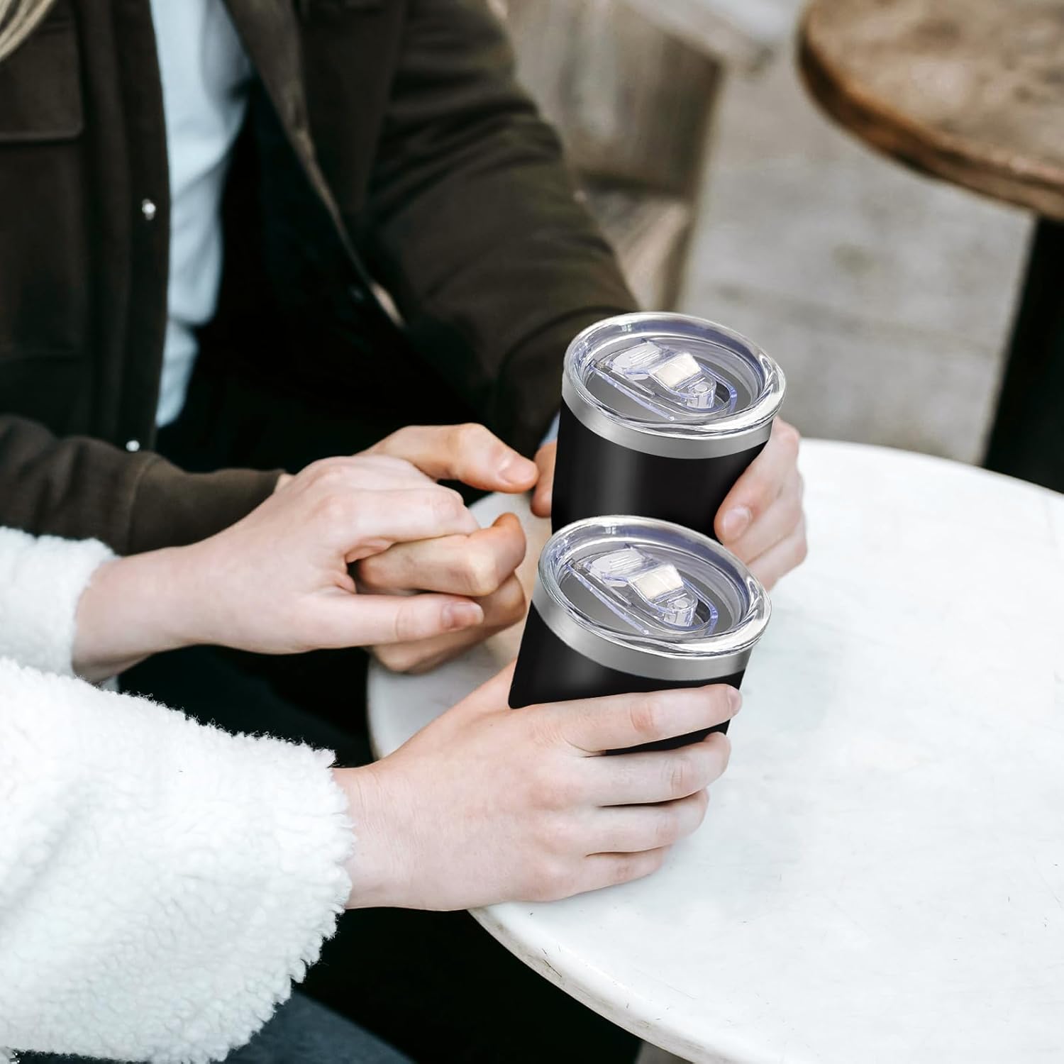 YOUKE OLA 18 Pack Stainless Steel Wine Tumbler with lid, 12oz Insulated Powder Coated Wine Tumbler Stemless Double Wall Vacuum Wine Glass Coffee Tumbler for Laser Engrave, Black - Image 7