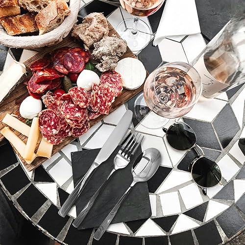 Miniatura 6 de Juego de vajilla de 24 piezas con 8 cuchillos, 8 tenedores, 8 cucharas de cena, juego de cubiertos de acero inoxidable de grado alimenticio para el