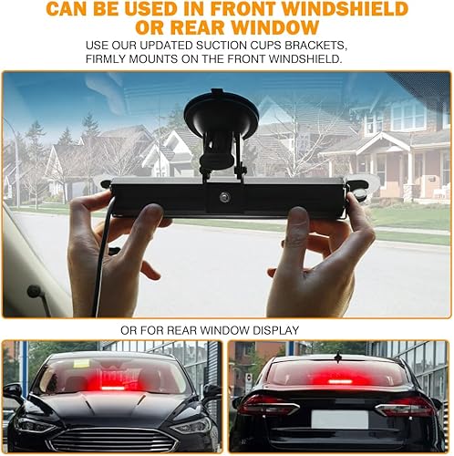 Miniatura 5 de Xprite Barra de luz estroboscópica roja de emergencia, carcasa de aluminio con 16 patrones de flash y ventosas, función de desmontaje para