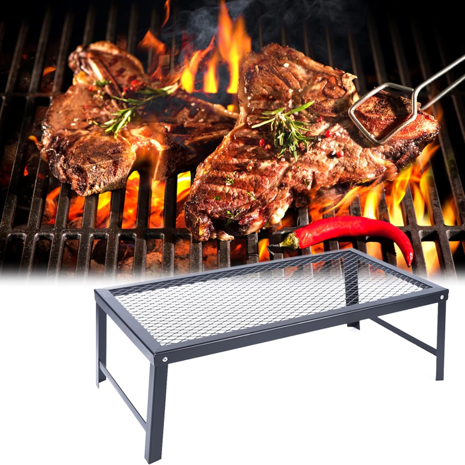 Amazon.com : Folding Campfire Grill, Portable Steel Mesh Grate, Camp ...