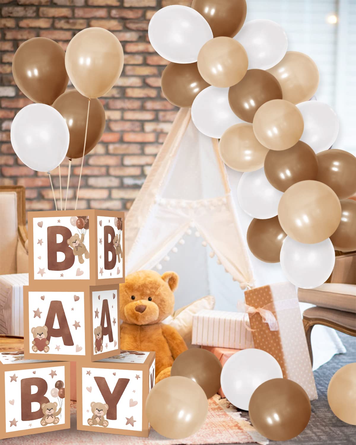 Buy 40PCS Teddy Bear Baby Shower Balloon Boxes Decorations Bear Theme ...