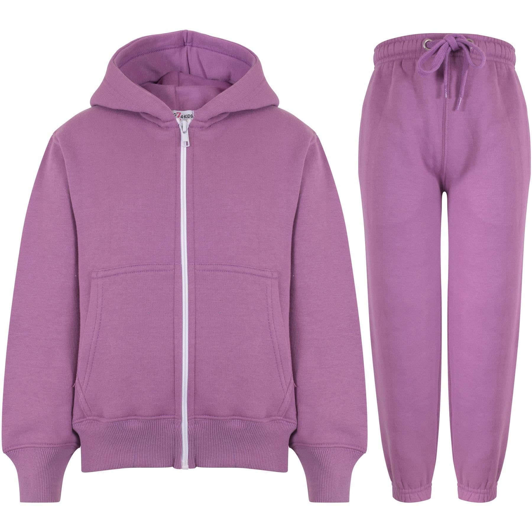 A2Z 4 Kids Girls Boys Plain Tracksuit Hoodie With Joggers Jogging - T.S Plain Lilac 3-4.