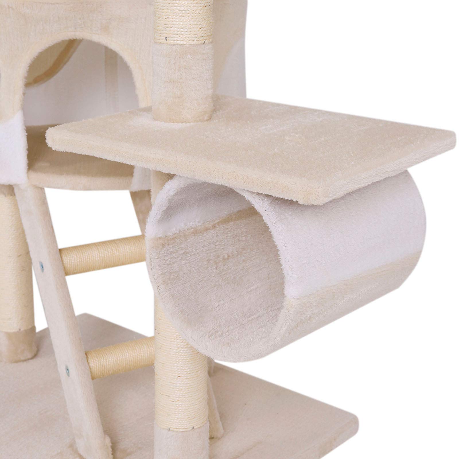 lionto XXL Árbol Rascador Escalador para Gatos Altura Ajustable del Techor 230-250 cm, Beige/Blanco