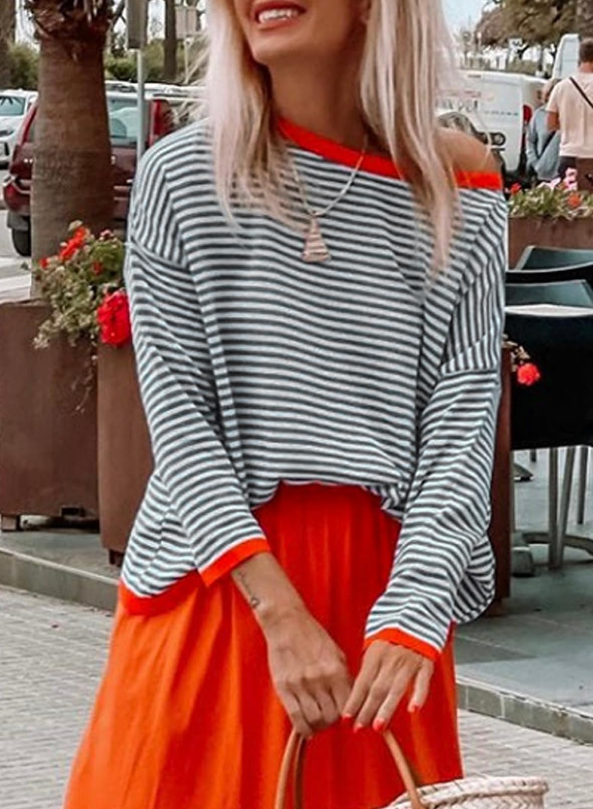 Cuptacc Pull Femme Chic et Elegant Hauts T-Shirts à Manches Longues Femme Automne Top Col Rond Tunique Femme Longue