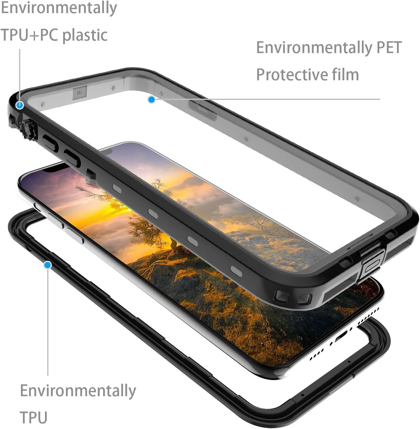 Waterproof Phone Case Compatible with iPhone 11 Pro Max, IP68 Waterproof Shockproof Dust-Proof Phone Case with Built in Screen Protector, Full Body Protective Case (Black, iPhone 11 Pro Max) - Image 6