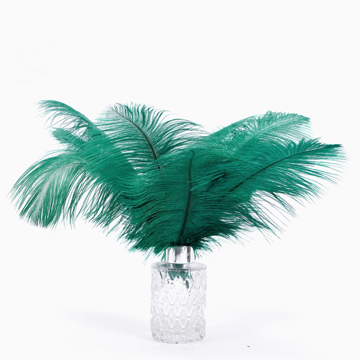 Natural Ostrich Feathers 10pcs 10-12 inches (25-30cm) Soft Fluffy Feathers for Crafting Perfect DIY for Vase Fillers Wedding Decor & Christmas Home Ornaments (Dark Green)