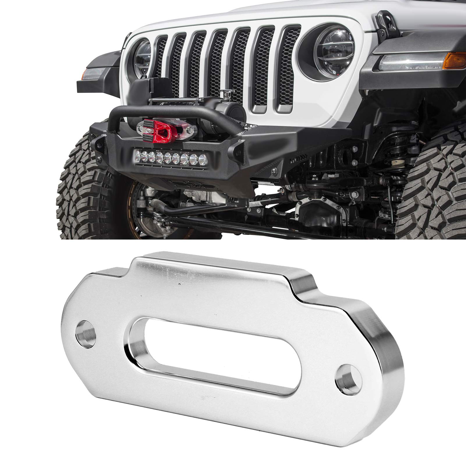 Aramox Guida Verricello Passacavo in Alluminio per Fune Sintetica 2500-4000 Libbre con Passo 124 mm, Accessorio Offroad
