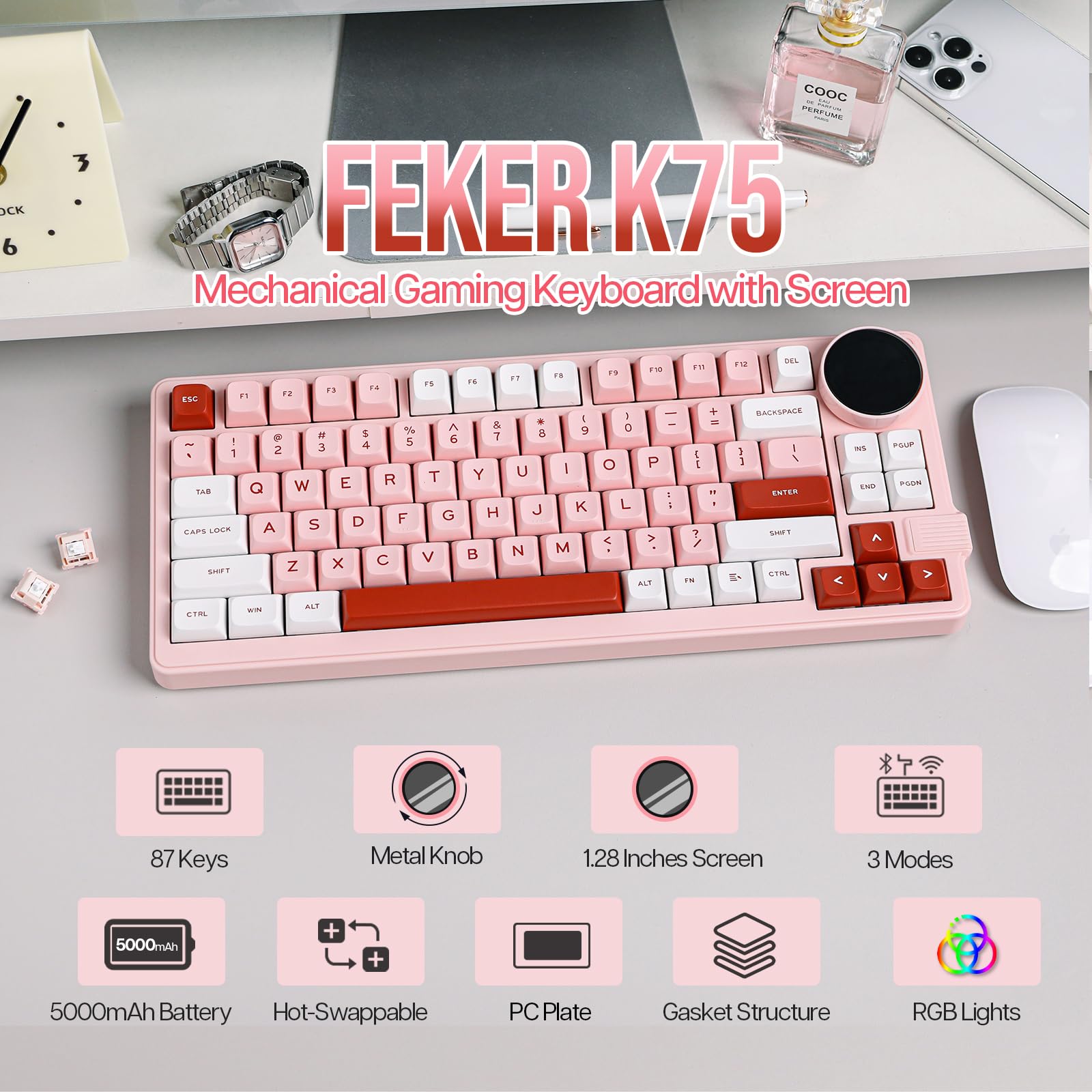 Amazon.com: MechLands Feker K75 Lite Gasket Mechanical Keyboard