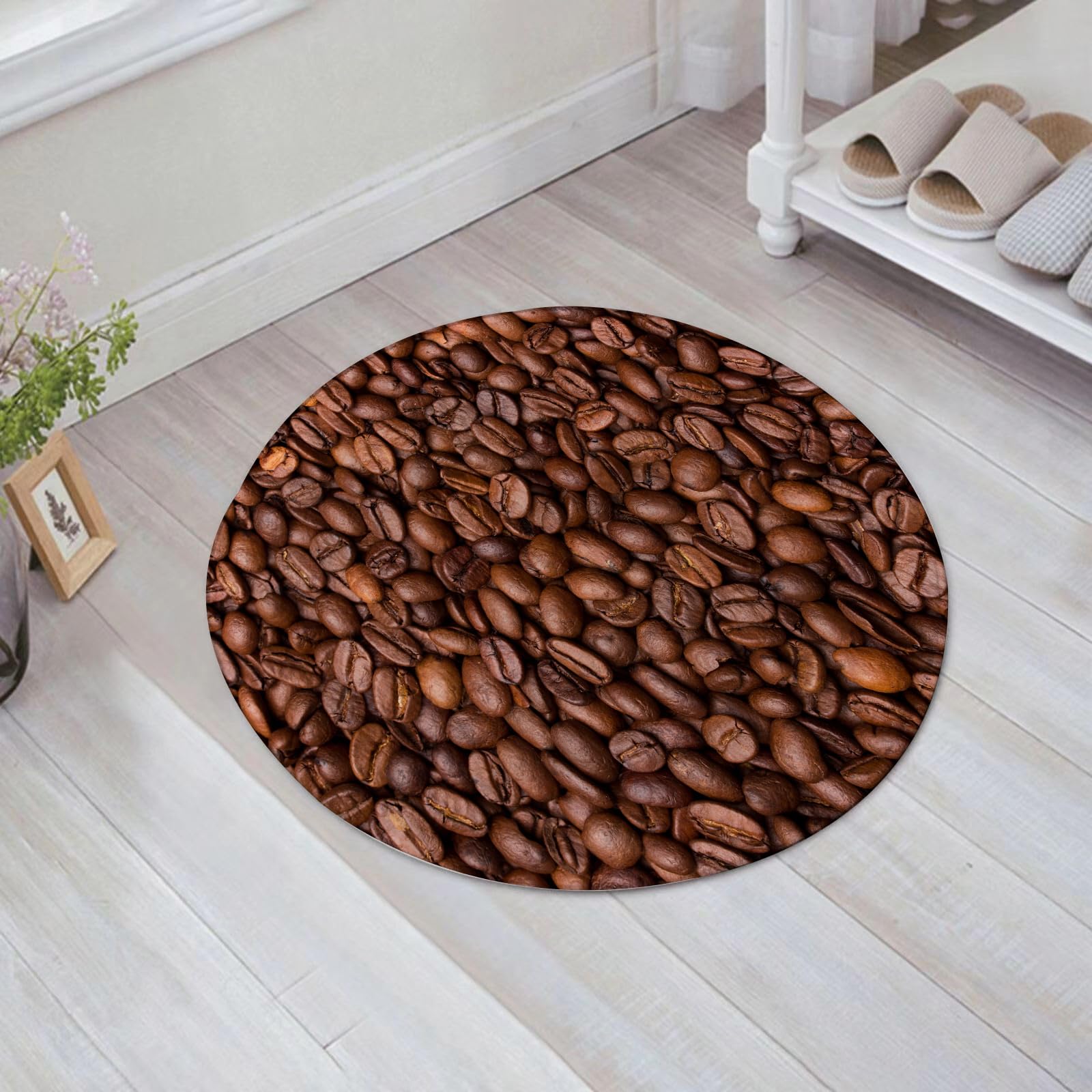EMFSLA Bath Mat 24x24 in,roasted coffee beans,Non-Slip Bathroom Mat Machine-Washable,Ultra Soft and Water Absorbent Bath Rug for Bathroom