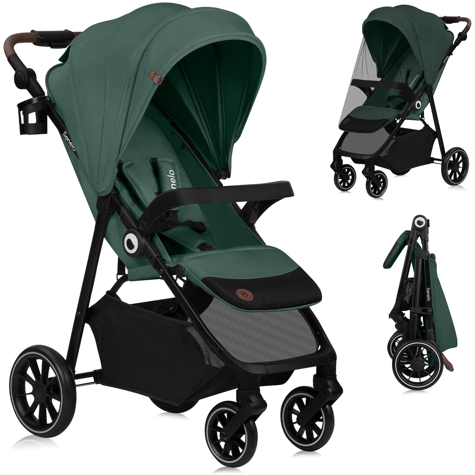 LIONELO EMMA ONE Passeggino laggero per Bambini fino a 22 kg, Compatti con Posizione nanna, Ruote Piroettanti 360° e Assorbimento, Pieghevole Veloce, Schienale e Poggiapiedi Regolabili Tettuccio XXL