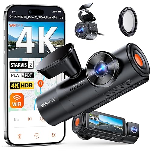 Vantrue N4 Pro S 4K 3 Channel Dash Cam with CPL Filter - Triple STARVIS 2, 4K+1080P+2.5K Front Inside Rear, HDR, IR Night Vision, Voice Control, Wi-Fi, GPS, 24/7 Parking Mode, Support 1TB Max