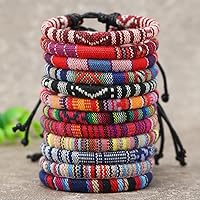 12 Pack Boho Surfer Bracelets for Women Men - Adjustable Braided Hippie Friendship Bracelets Ethnic Style