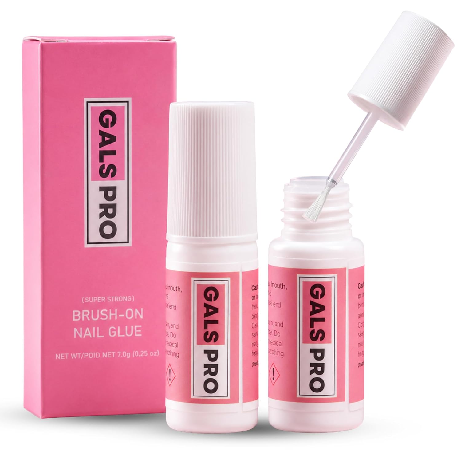 GALSPRO Strong Brush On Nail Glue for Press Ons - 2 Pack, 7.0 ml (0.25 Fl Oz) Each, Professional, Extra Strength & Long Lasting Nail Glue for Fake Nails with Fine Applicator