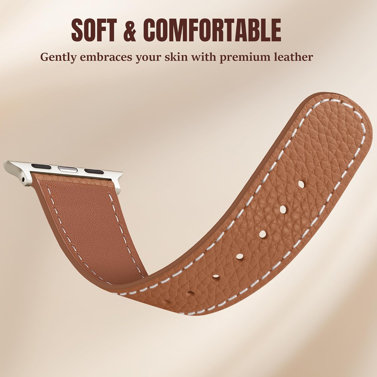 Charlam Leather Magnetic Watch Band, Compatible with Apple Watch Bands 40mm 38mm 41mm 42mm 44mm 45mm 46mm 49mm Women Men, Top Grain Leather Designer Strap for iWatch Series 11/10/9/8/7/6-1/Ultra 3/SE3 - Image 4