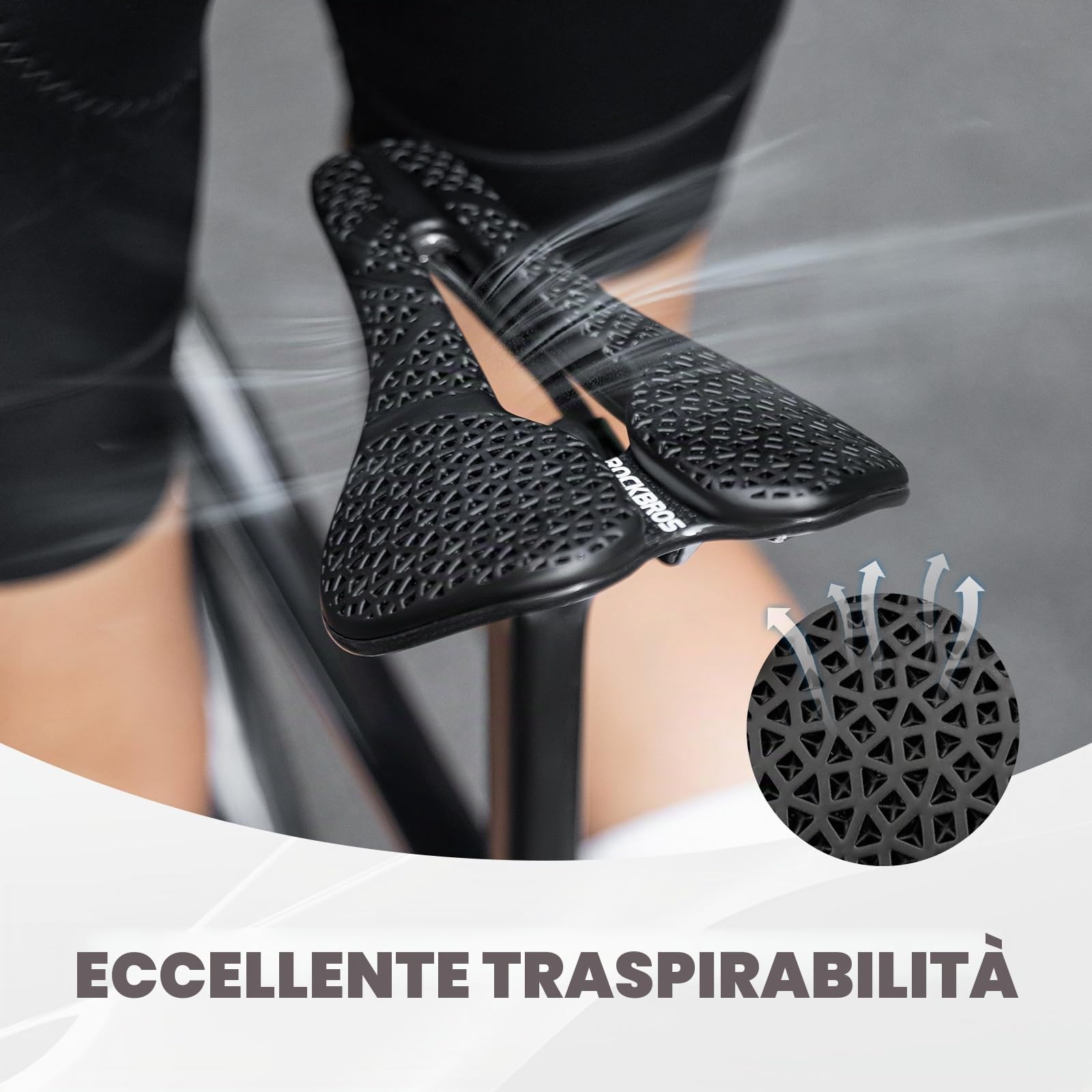 ROCKBROS Sella per bicicletta stampata in 3D, comoda, traspirante, impermeabile, design ergonomico, per mountain bike, cyclette, bici da strada, uomini e donne