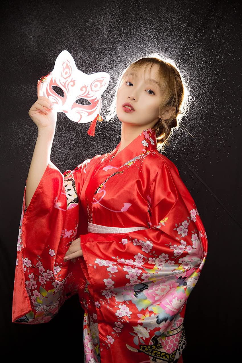 Bata tipo kimono tradicional japonés para mujer, vestido kimono para Halloween, disfraz de cosplay de Geisha Yukata