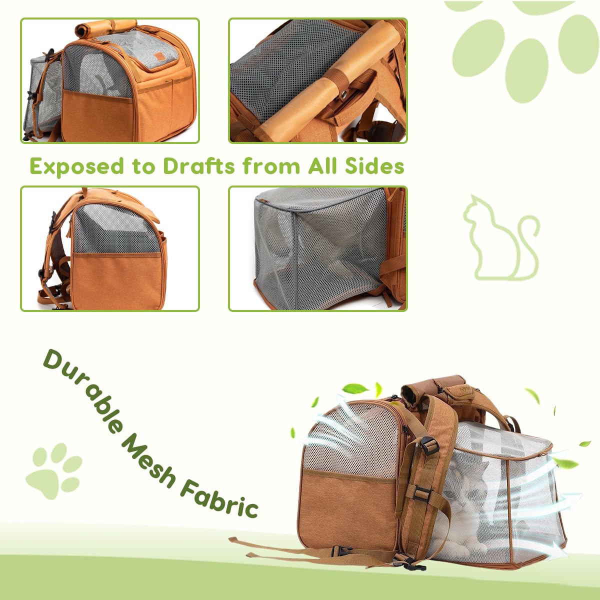 Transportbox Katze,Hundebox Faltbar Erweiterbarer für Katzen,Kleine Hunde bis 8kg,Atmungsaktive Katzentransportbox für Reisen mit Zug,Auto,Flugzeug