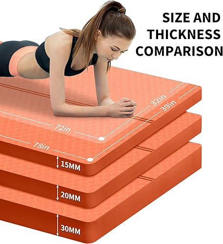 Miniatura 4 de nuveti Large Exercise Mat - 15mm20mm30mm Thick Yoga Mat  Workout Mat for Fitness, Yoga, Pilates, Stretching & Floor Exercises for Women & Men with