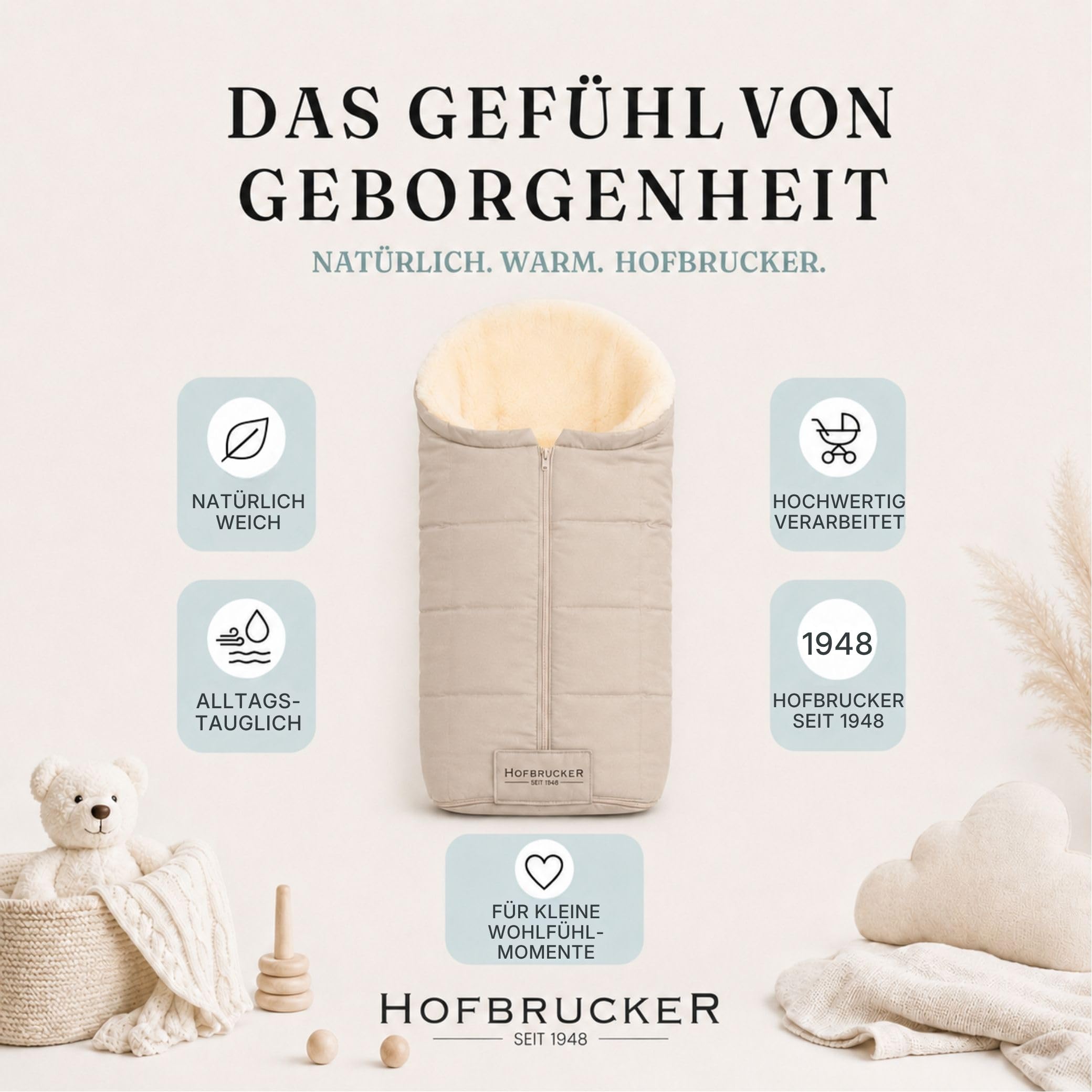 Hofbrucker seit 1948 Saco portabebés (piel de cordero) Iglu Beige Única