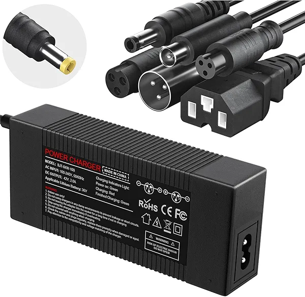 42V 2A Fast Battery Charger with 7 Plugs, Universal Charger for 10S 36V Li-thium Battery, Power Supply Compatible with Jetson, Gotrax, Razor, Ninebot, Segway, Swagtron, Hiboy