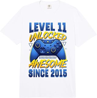 11th Birthday Gamer Level 11 Unlocked Born 2015 Video Games Comfort Colors Adult Heavyweight T-Shirt