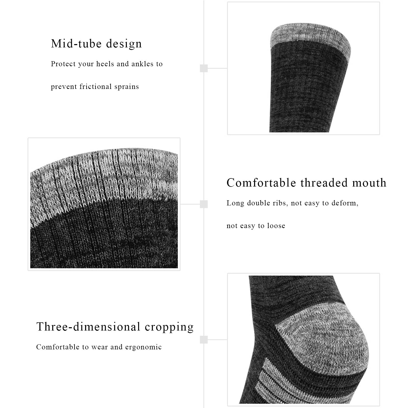 5 Paires pour des Hommes Chaussettes de Marche Respirantes Qui Évacuent L'humidité, Coussin Confortable Chaussettes Décontractées Chaussettes de Sport en Plein Air Randonnée Trekking Marche