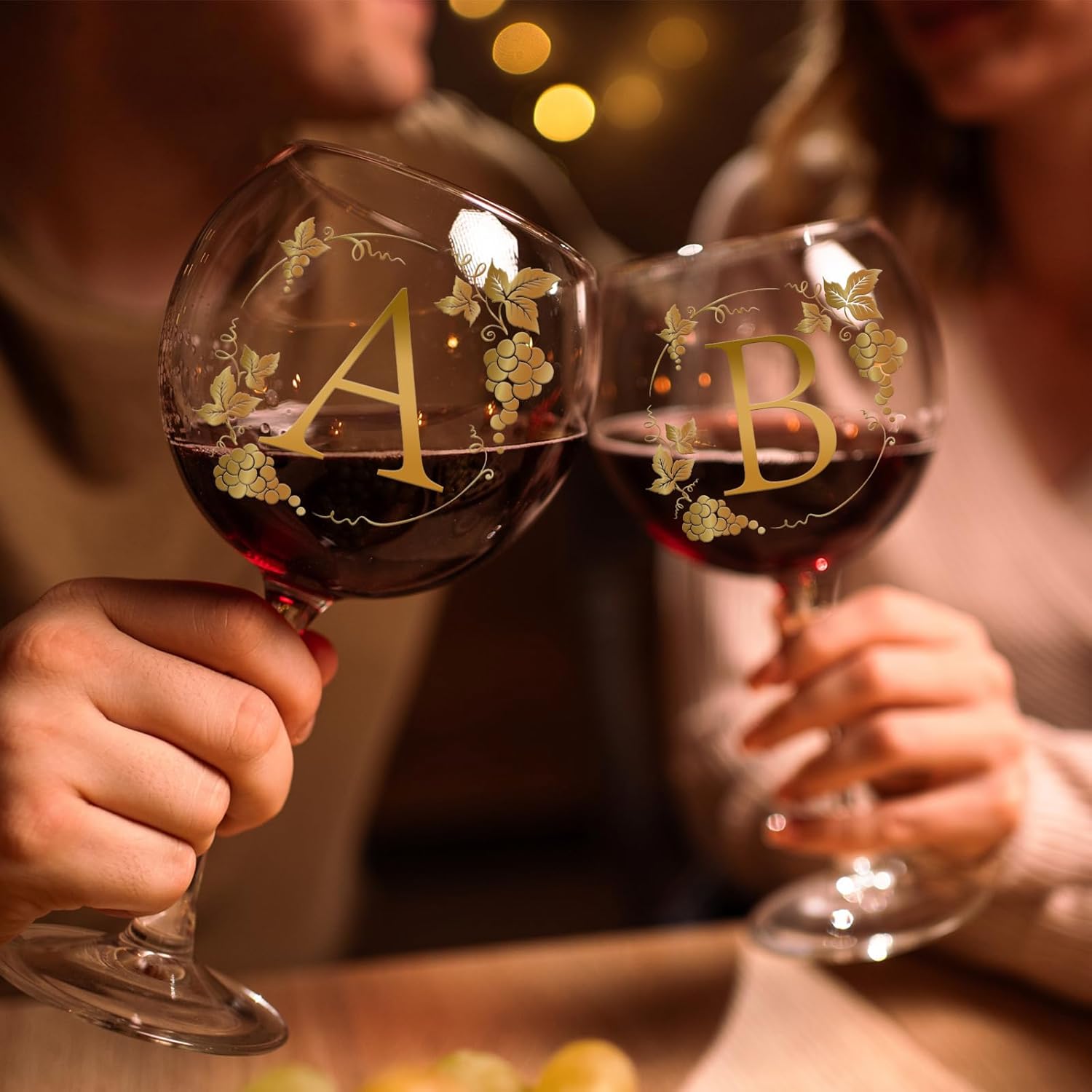 Wine Glasses Gifts for Women Alphabet A-Z, Cool Personalized Gold Monogrammed 'D' Red Wine Glass Set, Pink Gift Package with Goblet, Wine Bag, Key Chain, and Card for Woman - Image 6