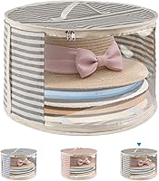 Vista 1 de Paquete de 1 caja de almacenamiento para sombreros con ventana transparente, capacidad para hasta 7 gorras, bolsa organizadora de sombreros de Gris