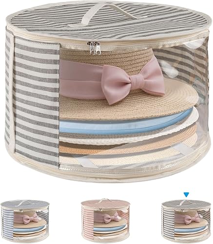 Paquete de 1 caja de almacenamiento para sombreros con ventana transparente, capacidad para hasta 7 tapas, bolsa organizadora de sombreros de