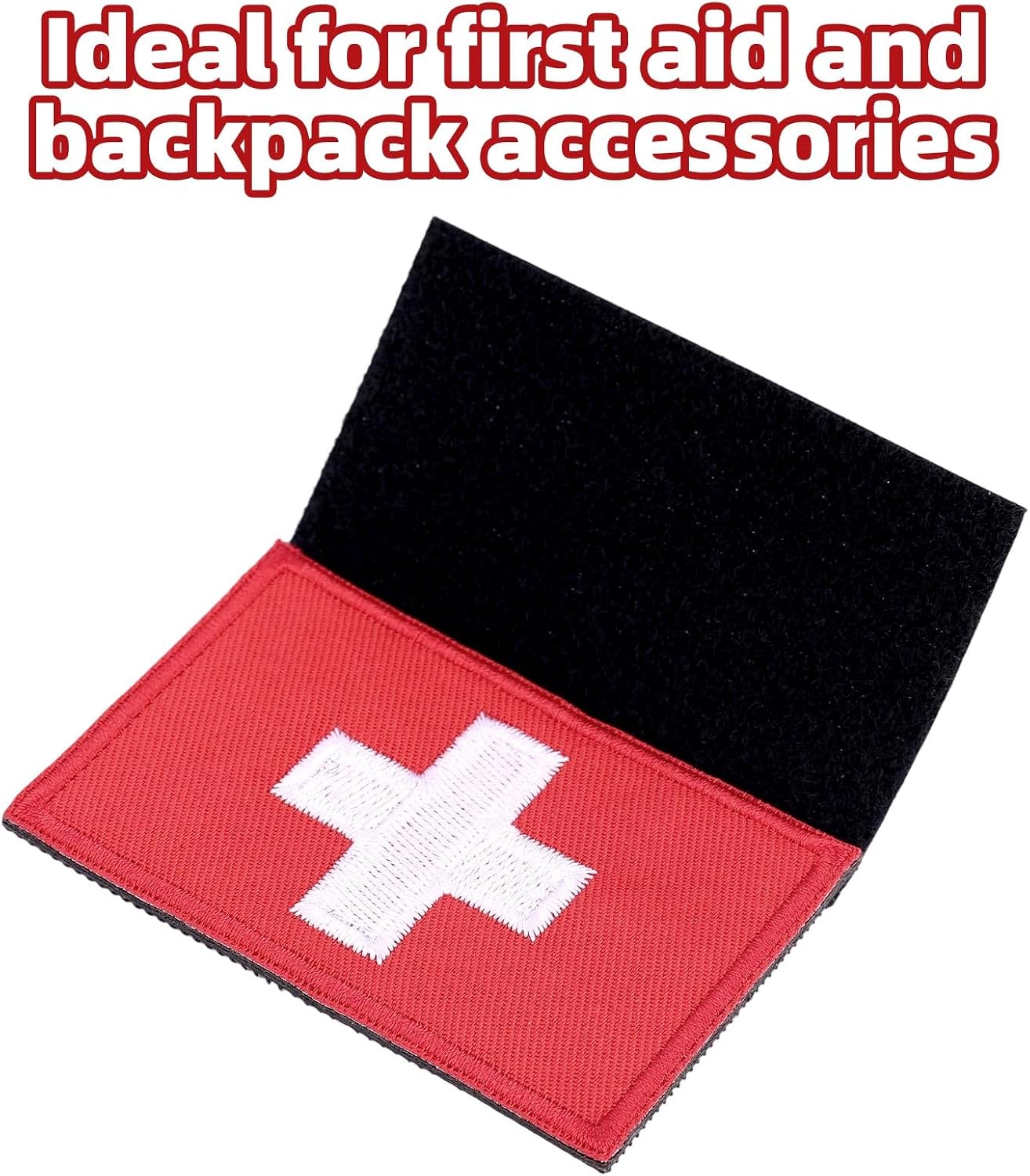 4pcs Ouch Pouch First Aid Patches, Reflective White Cross Medic Embroidery Patches for Backpacks Hats Clothing Bags Jackets (2 Styles)