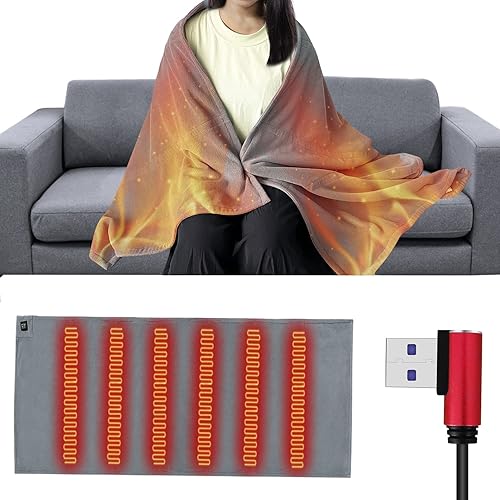 NJDGF Manta térmica a pilas Manta eléctrica portátil USB inalámbrica para acampar al aire libre en invierno (sin batería)