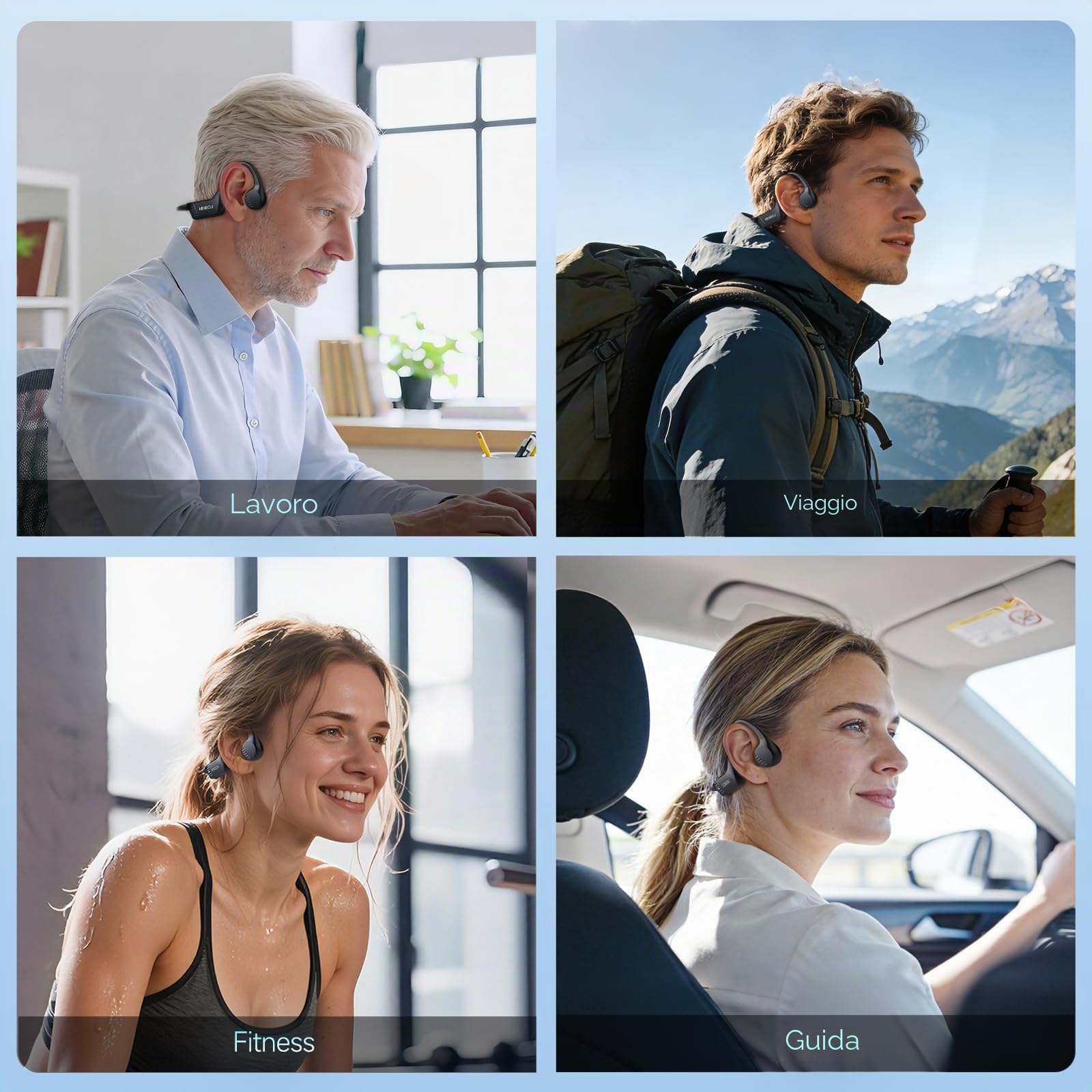 IFECCO Cuffie Conduzione Ossea Wireless 6.0 – IPX67 Impermeabili Auricolari a Conduzione Ossea con Microfono, Cuffie Sportive Senza Fili per Ciclismo, Corsa e Allenamento